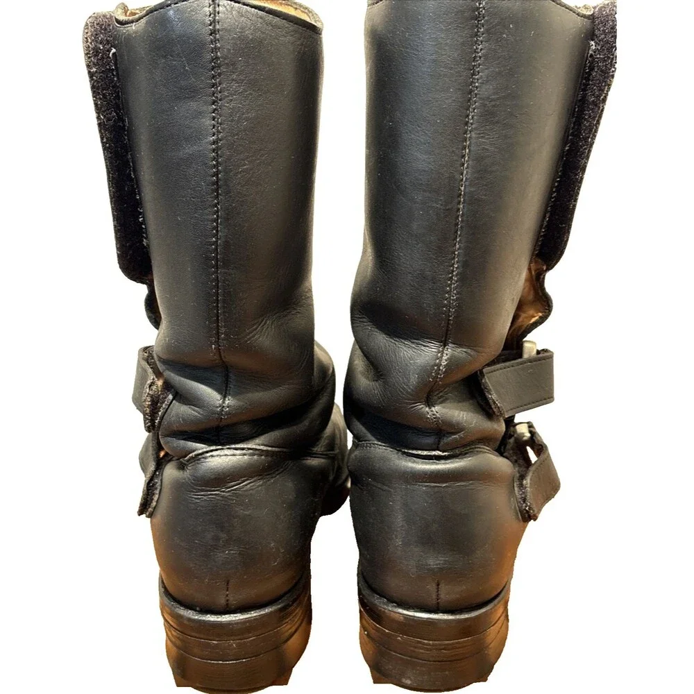 Chippewa 27862 Odessa Rally Biker Boots Black Leather 10.5EE Hook & Loop VINTAGE